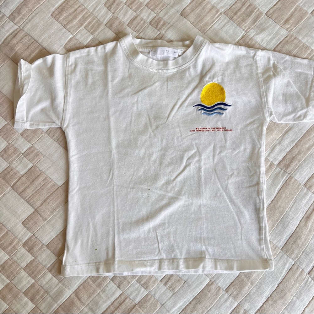Zara White and Yellow Short Sleeve Tees